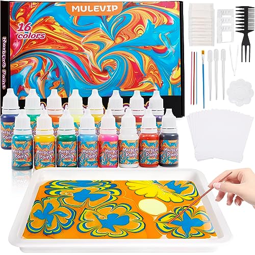 Conjunto de Tinta Aquática MULEVIP Marble (16 Cores) MULEVIP - Roupa - conjunto, tinta aquática, mulevip marble, 16 cores, acessórios, polvo