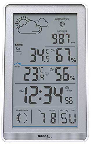 Estación meteorológica digital TECHNOLINE WS 9218 Technoline - Previsores do tempo e estações - display grande, previsão meteorológica, 3 canais transmissão, alarme, horário verão