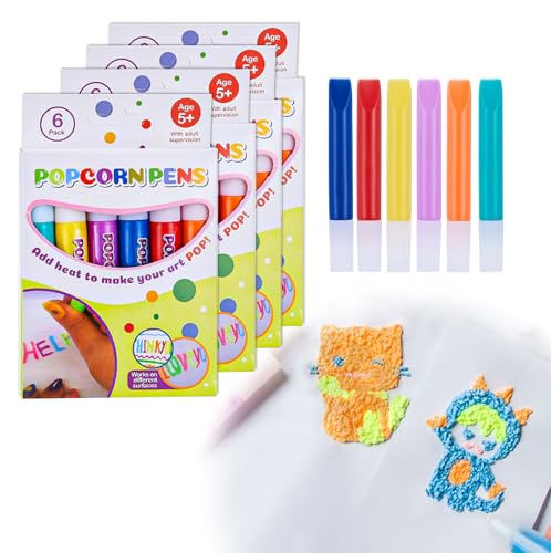 Brinquedo de Trabalhos Manuais HOMURY 4X24 Magic Popcorn Pens HOMURY - Instrumentos de escrita e desenho - conjunto, 24 canetas, bolachas 3D, tampa transparente