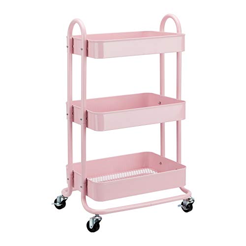 Carrinho de Cozinha AMZBASICS 3 Níveis Rosa AmazonBasics - Carrinhos de cozinha e jantar - 3 níveis, rosa