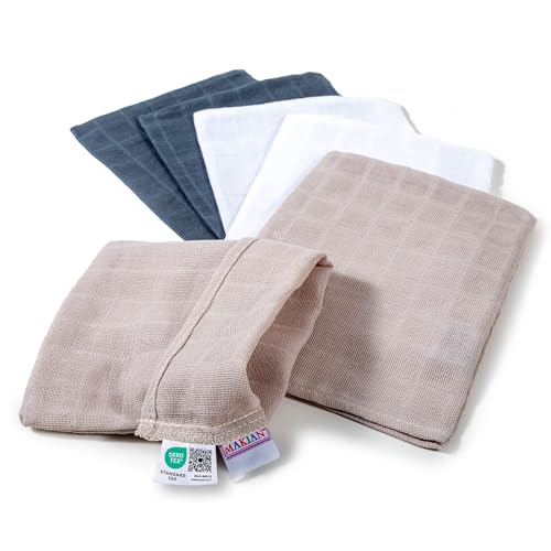 Makian Conjunto de 6 Manoplas para Banho (Recondicionado Como Novo) Makian - Roupa de cama e cama - 6 manoplas, algodão, laváveis a máquina, 60ºC