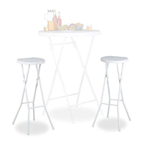 Conjunto de 2 Bancos Dobráveis RELAXDAYS Bastian (Branco - Plástico) Relaxdays - Móveis de exterior - dobráveis, plástico, bancos