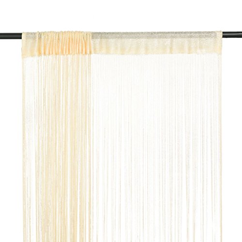 Vidaxl 2X Tenda A Fili 100X250Cm Creme Tendagens Leves Tenda Porta para Casa vidaXL - Cortinas e cortinados - tenda, filial, creme, porta