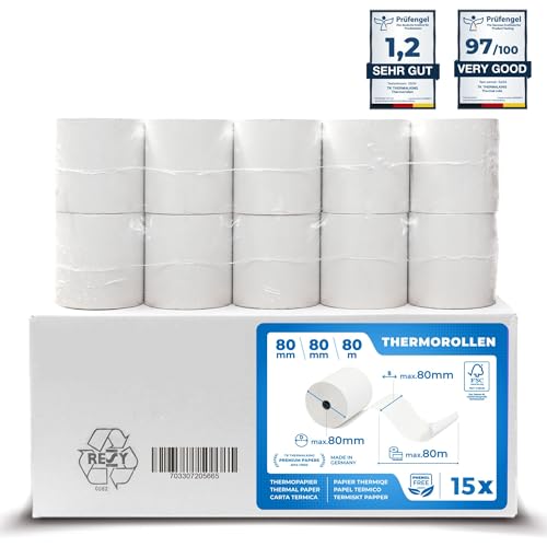 Rolo de etiquetas thermal ZEBRA 80 x 80 Thermal King - Rolo de papel para recibos e máquinas de adição - rolo, etiquetas thermal, zebra, 80x80