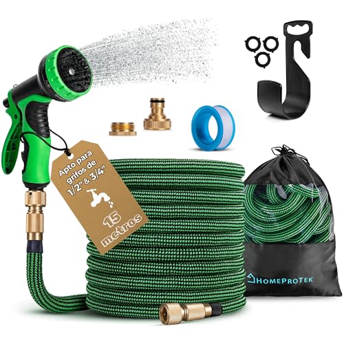 Mangueira Extensível Homeprotek 15 m (Jardim) HOMEPROTEK - Mangueiras de jardim - 1,5 m, jardim, extensível, plástico