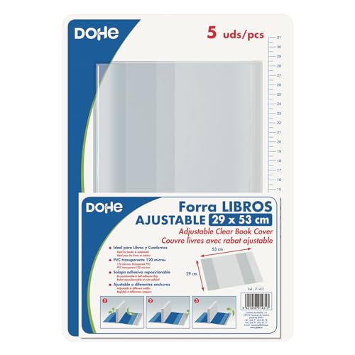 Pack 5 Capas para Livros DOHE A4 (29 x 53 cm) DOHE - Capas de livros - pack, capas, livros, dohe a4, pvc, alça adesiva
