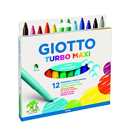 Conjunto de Canetas de Feltro GIOTTO Turbo Maxi (Multicor) Giotto - Marcadores e marcadores de texto - canetas feltro, tinta água, multicor, ventilada, bloqueada