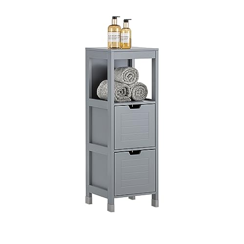 Armário de Casa de Banho SOBUY FRG127-SG (MDF - Branco) sobuy - Armários de armazenamento e armários de bloqueio - 1 prateleira, 2 gavetas, MDF, branco