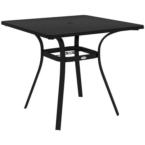 Mesa de Jardim Outsunny | 80 x 80 x 72 cm - Preto SPANISH AOSOM - Móveis de exterior - 80x80x72 cm, preto