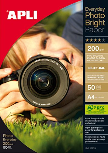 Apli 012239 Papel Fotográfico Brilhante 50 Folhas APLI - Papel de impressora e copiadora - brilhante, 50 folhas