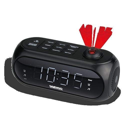Rádio Despertador DAEWOO LCD (Preto - Digital - Alarme Duplo) Daewoo - Áudio - visor LED, 10 presintonias, dupla alarma, projeção do tempo