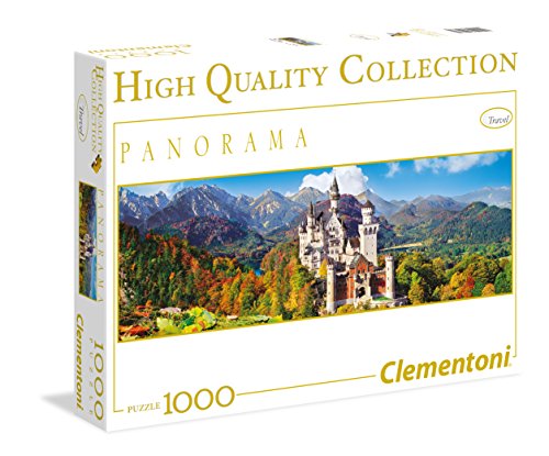 Puzzle CLEMENTONI Neuschwanstein 1000 Peças Panorâmico CLEMENTONI - Quebra-cabeças - puzzle, CLEMENTONI, neuschwanstein, 1000 peças, panorâmico, madeira