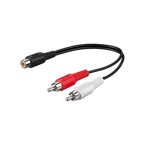 Cabo de Áudio PURELINK (RCA - 10 cm - Preto) Goobay - Divisores e comutadores de áudio e vídeo - 10 cm, RCA, macho fêmea, níquel