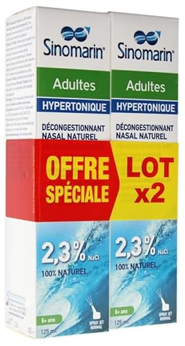Solução de Água Do Mar Para Congestão Nasal Adulto Lote de 2 X 125 Ml SINOMARIN Sinomarin - Cuidados com a higiene oral - congestão nasal, 125 ml, sem conservadores, osmótico