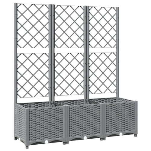Vidaxl Jardinera Con Enrejado Pp Gris Claro 120X40X136 Cm vidaXL - Móveis de exterior - enrejado, gris claro, 120x40x136 cm