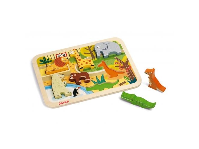 Jogo de Tabuleiro JANOD 3D Zoo (Idade Mínima Recomendada: 4 anos) Janod - Quebra-cabeças - 3D, madeira, removíveis, 4 anos