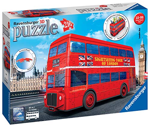 Puzzle 3D RAVENSBURGER London Bus (Idade Mínima: 12 Anos - 216 Peças) Ravensburger - Quebra-cabeças de encaixar - 3D, madeira, londres bus, 216 peças, 12 anos