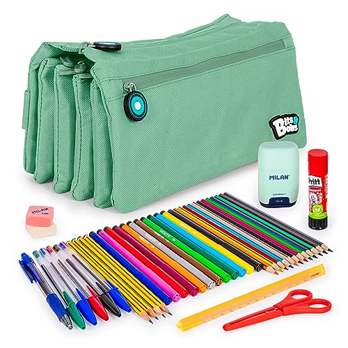 Estojo COLEPACK Quadro com 4 Abas e Material Escolar ColePack - Estojos para canetas e lápis - 4 compartimentos, material escolar, lápis de cor, rotuladores