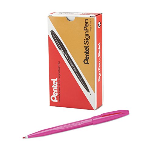 Esferográfica PENTEL S520P Rosa (12 Un) Pentel - Marcadores - 12 unidades, ponta de fibra, tinta à base de água, anti-derrame