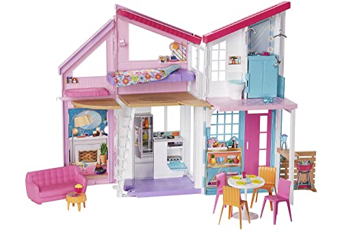 Casa de Bonecas Barbie La Maison À Malibu Barbie - Casa de bonecas - 2 andares, varanda, banheiro, acessórios