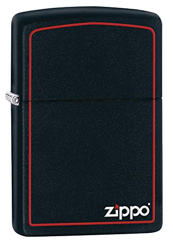 Zippo Original Matte Black Red Trim With Logo Lighter Zippo - Isqueiros e fósforos - matte black, red trim, logo