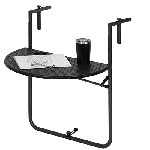 Mesa Suspensa WOLTU (Preto - Madeira e Metal) WOLTU - Móveis de exterior - preto, madeira, metal, suspensa