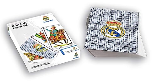 Cartas de baralha REAL MADRID Eleven Force (Idade mínima recomendada: 6 anos) BIGBUY FUN - Jogos de cartas - Real Madrid, jogadores, branco e preto, 52 cartas