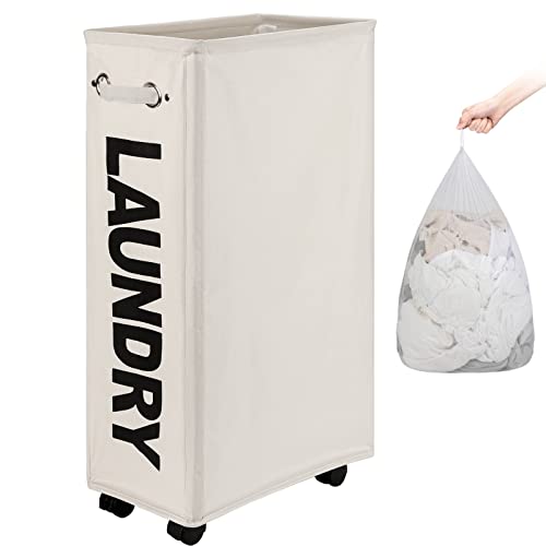Cesto de Roupa com Rodas DOKEHOM | Bege - L IMOTECH TECHNOLOGY - Cestos de roupa - cesto, roupa, rodas, bege, L