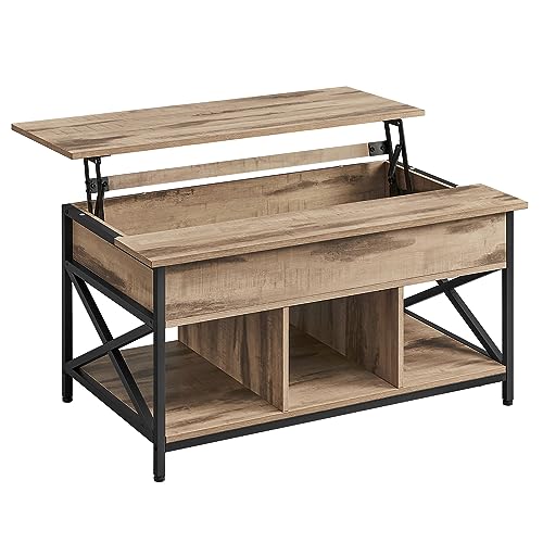 Mesa de Centro VASAGLE Elevável com Espaço Aberto e Oculto (Castanho - 60x100x48-62cm) VASAGLE - Conjuntos de móveis - elevável, MDF, 60x100x48-62cm, moderno