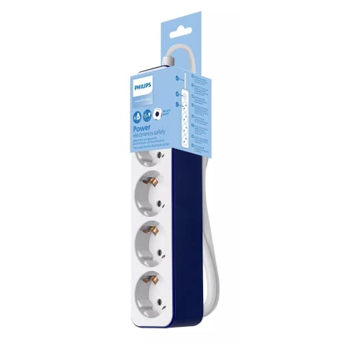 Extensão Elétrica PHILIPS 2145U/00 (4 Tomadas - Tipo F - 1.5 m) Philips - Filtros de linha e supressores de surtos - 4 tomas, tipo f, proteção sobrecarga, 1.5 m