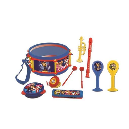 Patrulha Pata Chase Marshall Musical Instrument Set Lexibook - Instrumentos de brinquedo - 7 instrumentos, tambor, bongos, armónica