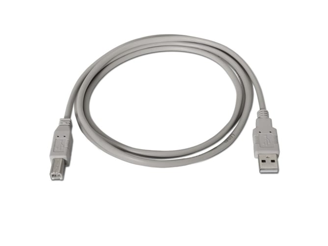 Cabo de Dados NANOCABLE (USB A - USB B - 3 m - Bege) NANOCABLE - Cabos de armazenamento e transferência de dados - 3 m, usb 2.0, usb a, usb b, bege