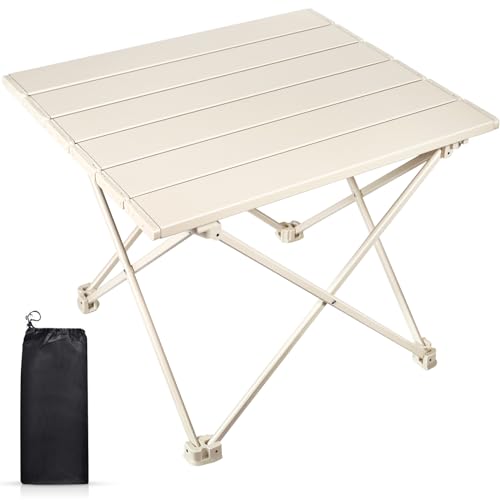 Mesa Dobrá de Campismo NCKIHRKK | 40x34x32cm - Bege NCKIHRKK - Conjuntos de móveis - alumínio, campismo, dobrável, 40x34x32cm