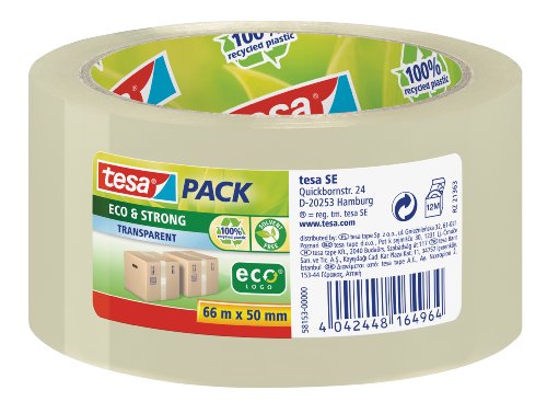 Fita Cola TESA ECO&STRONG Transparente (66m) TESA - Fita adesiva - transparente, 66m, polipropileno reciclado, eco-friendly
