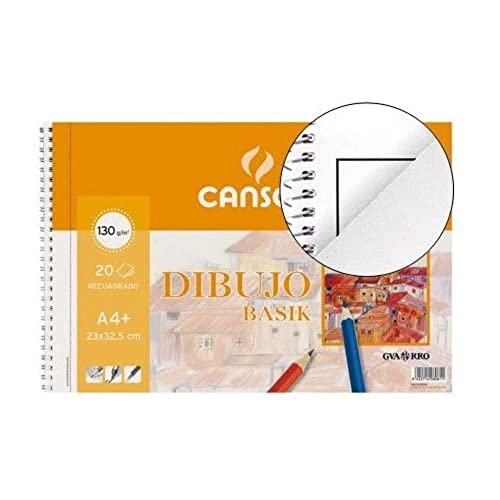 Caderno Canson Basik Branco (A4 - 24 x 32,5 cm) Gvarro Canson - Papel de arte e artesanato - capa cartão, espiral, papel ácido neutro, 24 x 32,5 cm