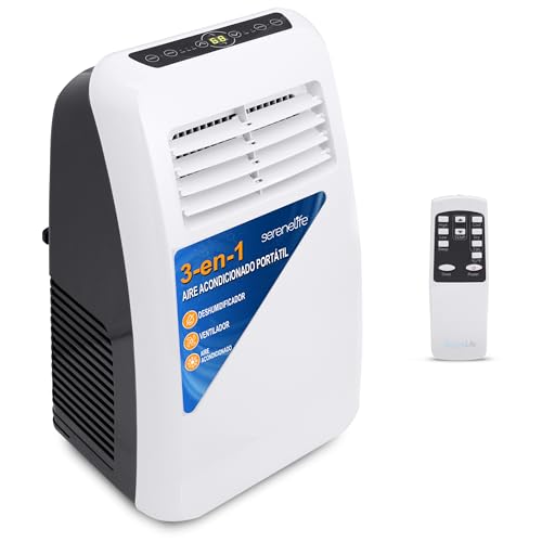 Ar Condicionado Portátil SERENELIFE AC-1400W (7.000 BTU - Branco) SereneLife - Ar condicionado - 7.000 BTU, 3 velocidades, filtro permanente, branco