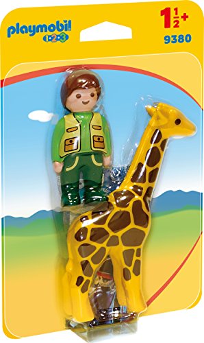 Playmobil 1.2.3 9380 Soigneur avec girafe (Peluches, Poupées et Doudous) PLAYMOBIL - Bonecos de ação e brinquedo - treinador, jirafa, cores vivas, formas redondas