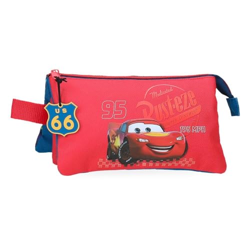 Estojo DISNEY CARS Rápido e Desejado (Vermelho - 22 x 12 x 5 cm) Disney - Organizadores de mesa - 22x12x5 cm, poliéster, compartimento triplo, asa lateral