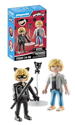 PLAYMOBIL Miraculous: Adrien & Cat Noir (Idade mínima recomendada: 3 anos) PLAYMOBIL - Bonecos de ação e brinquedo - playmobil, miraculous, adrien, cat noir, amuleto prodigio, plagg
