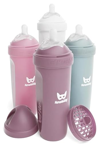 Herobility Double Anti-Colic Baby Bottles - 12 Fl Oz / 340Ml - 4 Pack Herobility - Biberões - anti-colic, 2 etapas, 340ml, 4 pack