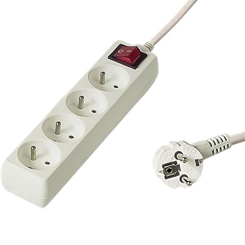 PremiumCord PP4K-10 extensão elétrica 10 m 4 tomada(s) CA Branco PremiumCord - Fios de extensão - 10 m, 4 tomadas, 250 V, 3500 w
