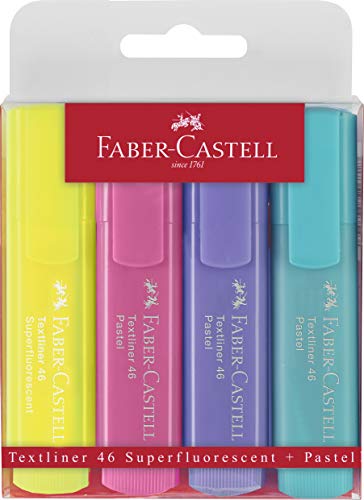 Marcador FABER CASTELL Textliner 4 Cores Pastel (Multicor) Faber-Castell - Marcadores e marcadores de texto - marcador, faber-castell, textliner, 4 cores, pastel, multicor
