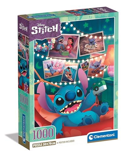 Puzzle CLEMENTONI Stitch (Idade Mínima: 14 Anos - 1000 Peças) CLEMENTONI - Quebra-cabeças - 1000 peças, 14 anos, 70x50 cm, imagens coloridas