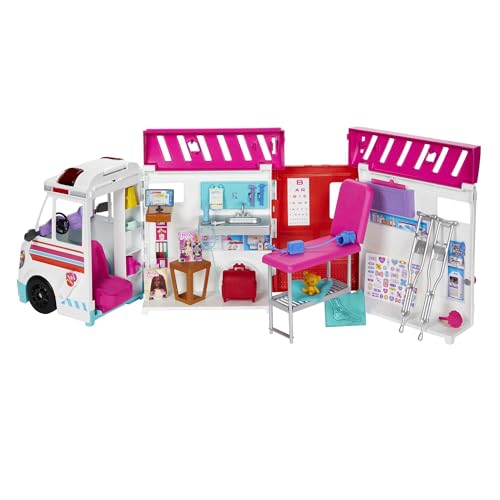 Barbie e a Ambulância de Brincar (Idade Mínima Recomendada: 3 anos) Barbie - Brinquedos - ambulância, clínica médica, acessórios, 3 anos