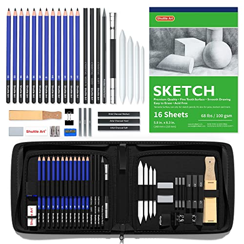Lápis de Carvão SHUTTLE ART (Multicor - 37 Unidades) ZJSJRJ - Kits de desenho e pintura - multicor, 37 unidades, carbono, desenho