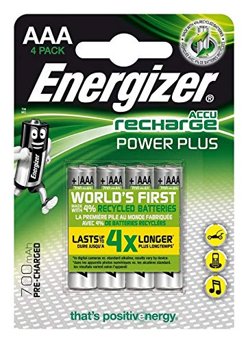 Pilhas Recarregáveis ENERGIZER Accu Recharge Power Plus (700 mAh) Energizer - Baterias de uso geral - 700 mAh, 12 v, AAA, ion-lítio