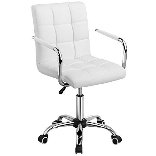 Cadeira de Escritório Executiva YAHEETECH Preto e Branco (Malha - Braços Fixos) Yaheetech - Cadeiras de escritório - 120 kg, assento ajustável, PU, braços fixos