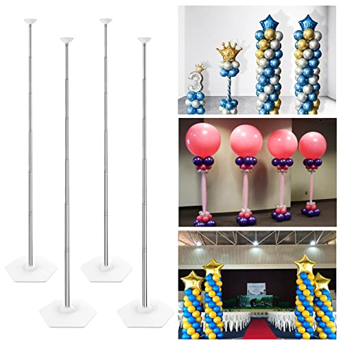 Kit de suporte para coluna de balões YALLOVE YALLOVE - Barreiras de segurança e controle de multidão - 4 tubos metálicos, 4 bases em PVC, conectores de base, vasos