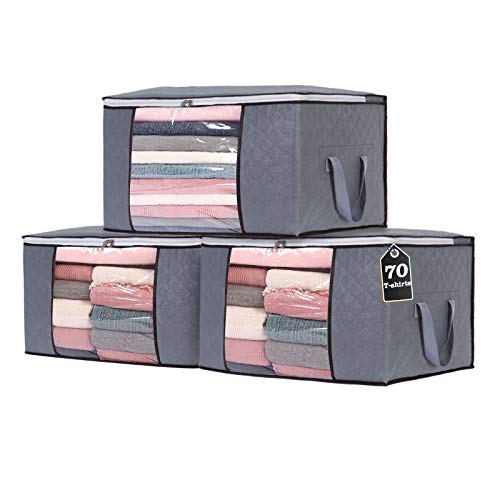Saco de Roupa YOPIH 90L Bolsas de Almacenaje de Ropa Organizadores de Ropa de Gran Capacidad com Asas Reforzadas e Janela Transparente Tela Grua Yopih - Sacolas de armazenamento doméstico - 90L, asas reforçadas, janela transparente, tela de grua