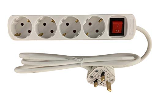 Adaptador de Viagem REINO UNIDO (UK - EU) UKTraveladaptors - Transformadores de voltagem e reguladores - adaptador viagem, reino unido, uk eu, 4 tomadas schuko, tomada fusivelada, cabo flexível